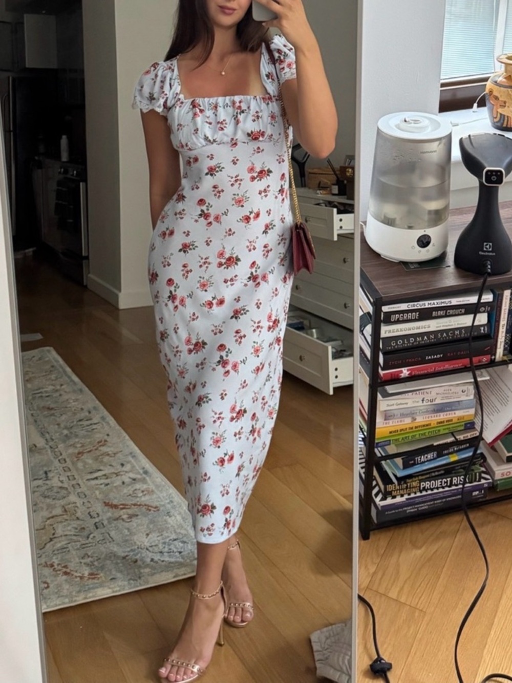 wild fable White Midi Dress with Red Rose Print